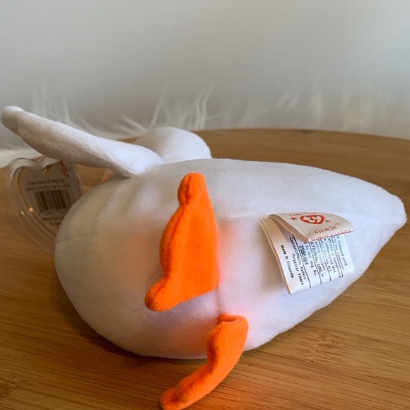 Ty (11) Gracie Beanie Baby White Plush with Orange Accents - Picture 8 of 8